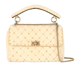 Medium Rockstud Spike, Shearling/Leather, Cream, MII, DB/S, 2*